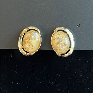 Vintage Coro Gold and Stone clip on earrings